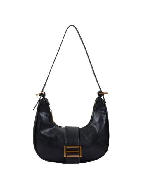 kazo black solid hobo handbag