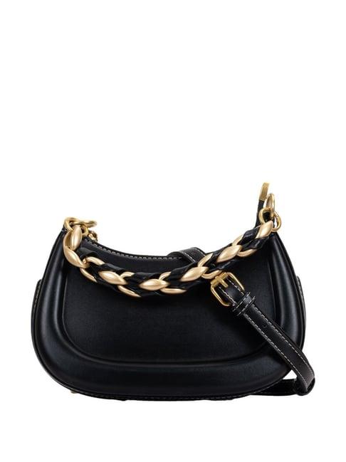 kazo black solid hobo handbag