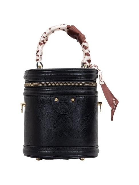 kazo black solid handbag