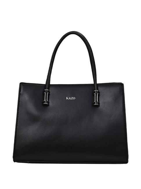 kazo black solid handbag