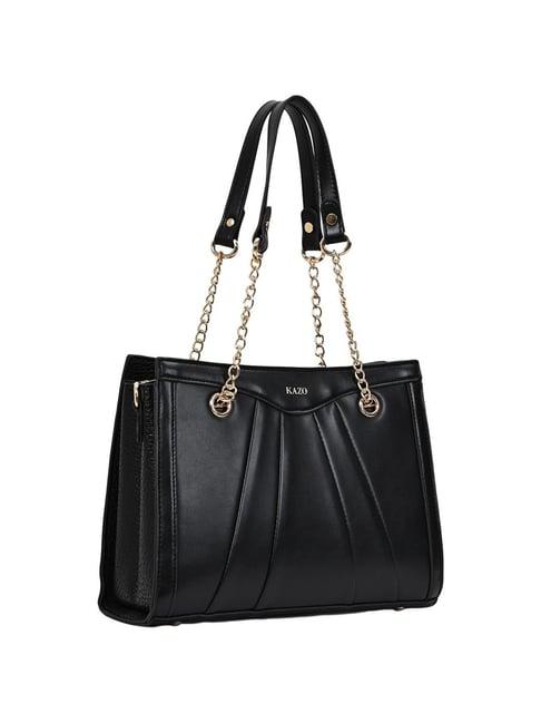 kazo black solid handbag