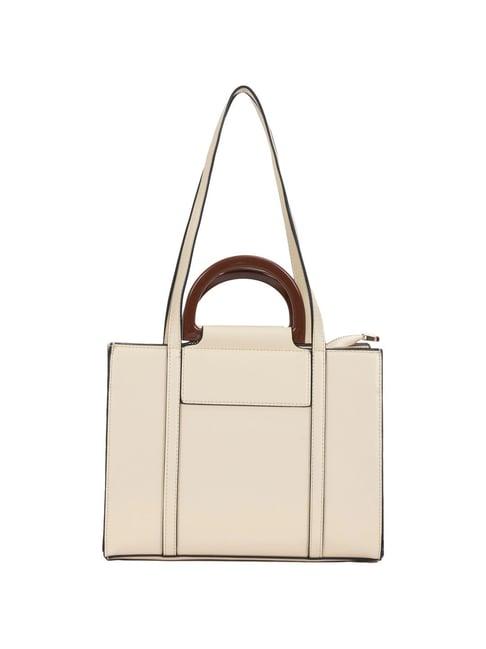 kazo beige solid tote handbag