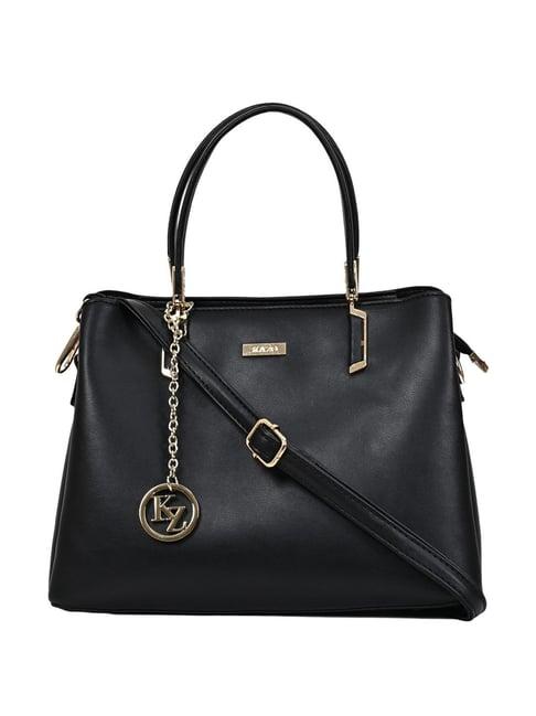 kazo black solid tote handbag