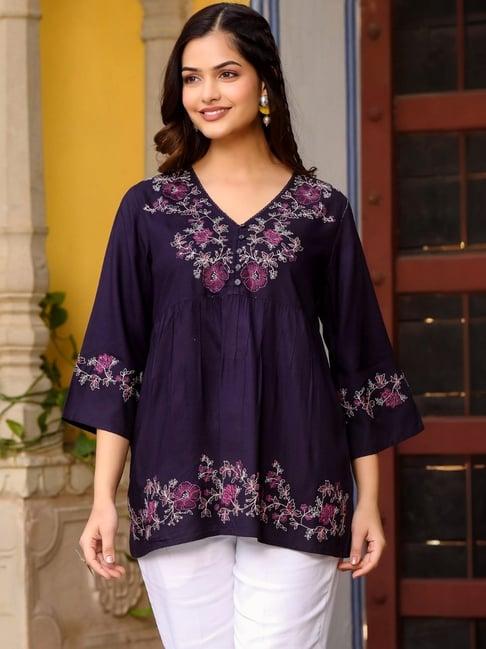 juniper purple embroidered tunic