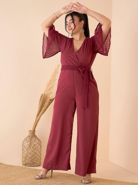 curve by kassually maroon maxi jumpsuit