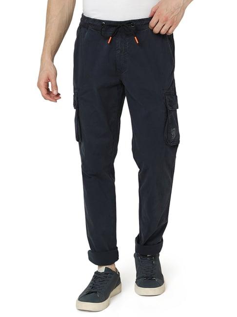 spykar navy regular fit cargos