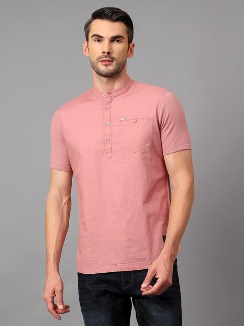 cantabil pink cotton regular fit short kurta