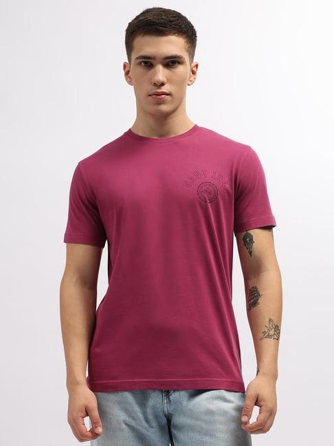 gant magenta cotton regular fit t-shirt