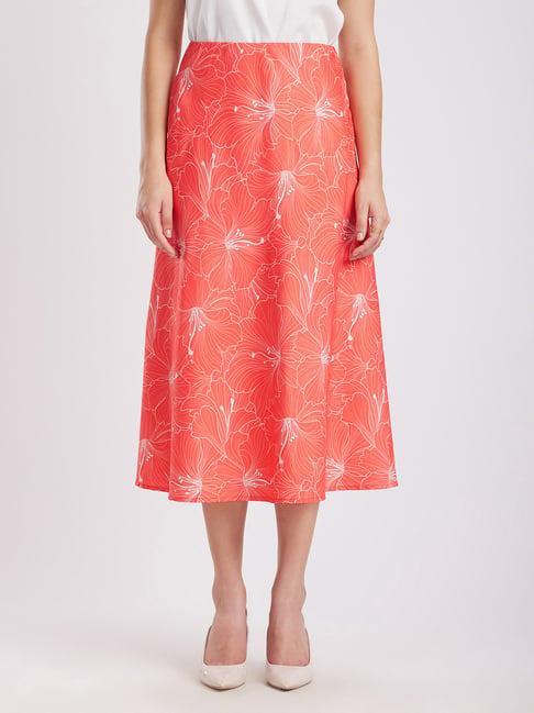 fablestreet coral floral print skirt