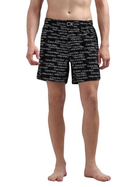 calvin klein black cotton regular fit printed boxers