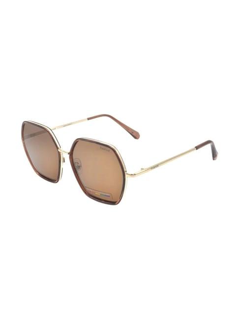 polaroid brown geometric polarised and uv protected lens sunglasses for women