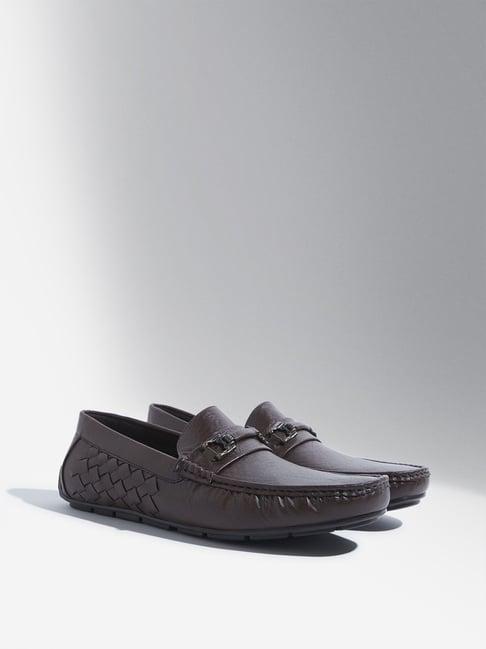 soleplay by westside dark brown woven-textured loafers