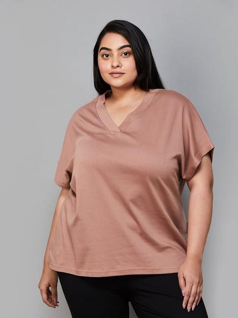 nexus by lifestyle brown regular fit t-shirt