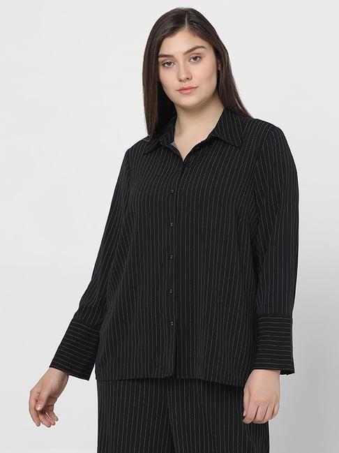 vero moda curve black striped shirt