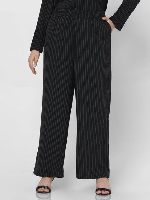 vero moda curve black striped high rise pants