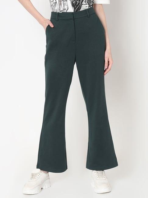 vero moda dark green bootcut high rise pants