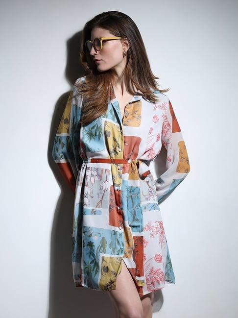 vero moda multicolor printed shirt dress