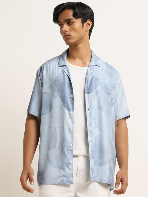 nuon by westside blue watercolour design relaxed-fit shirt