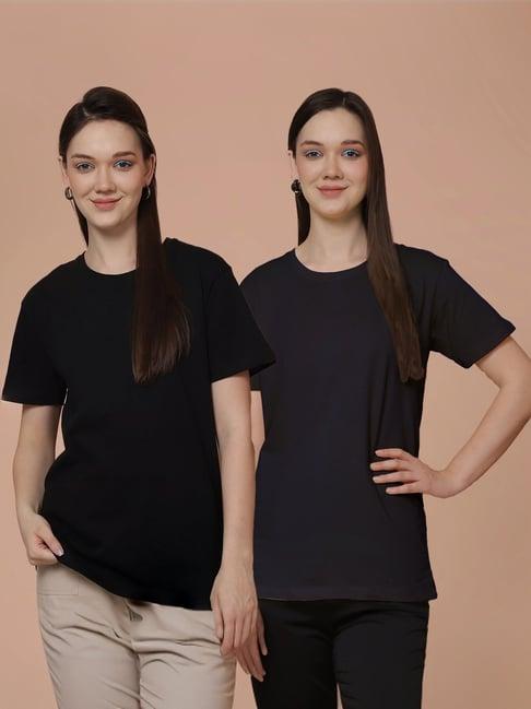 friskers black & navy cotton t-shirt - pack of 2