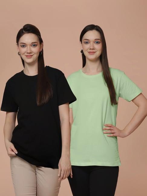 friskers black & sea green cotton t-shirt - pack of 2