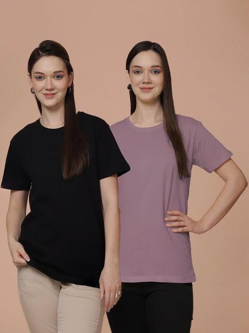 friskers black & purple cotton t-shirt - pack of 2