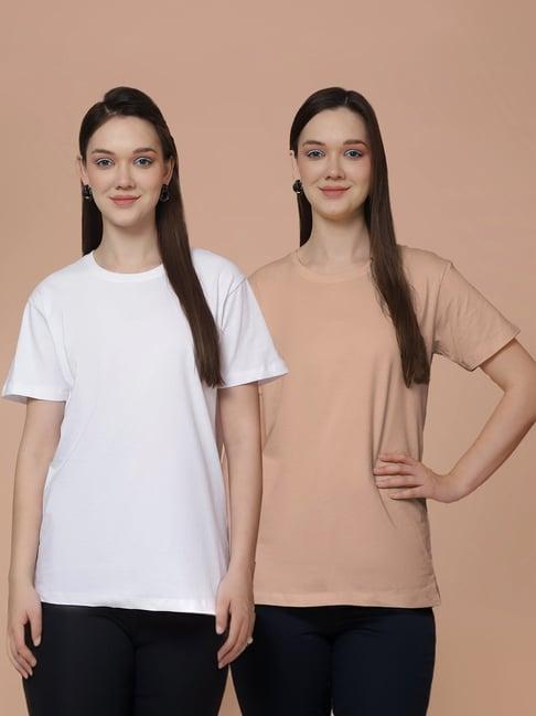 friskers white & coral cotton t-shirt - pack of 2