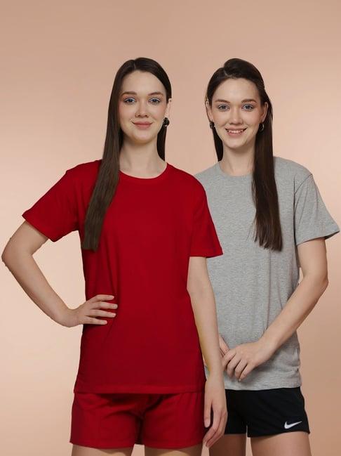 friskers red & grey cotton t-shirt - pack of 2