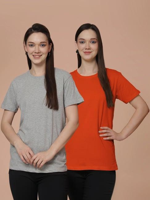 friskers grey & orange cotton t-shirt - pack of 2