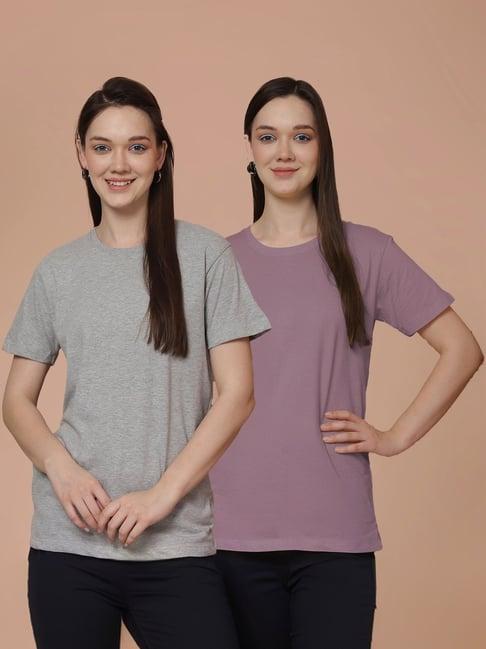 friskers grey & purple cotton t-shirt - pack of 2