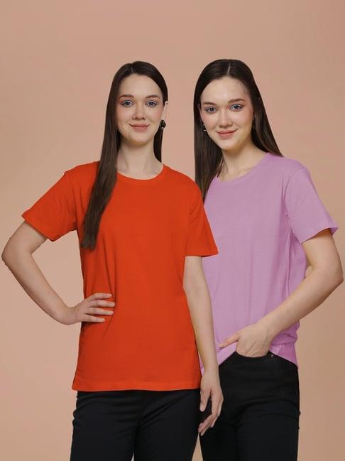 friskers orange & lavender cotton t-shirt - pack of 2