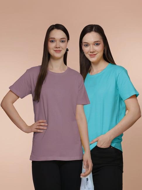 friskers purple & turquoise cotton t-shirt - pack of 2