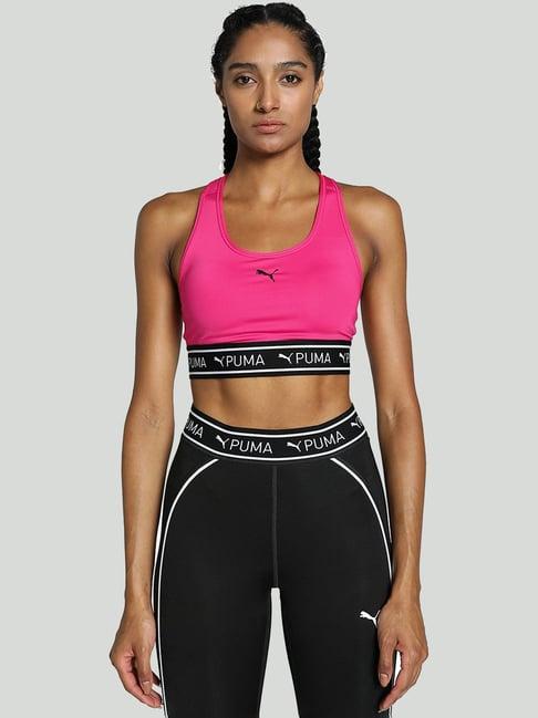 puma pink printed sports bra