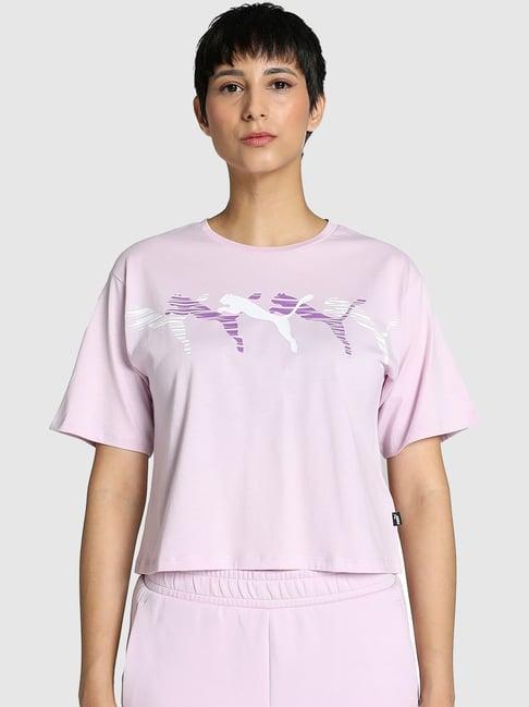 puma lilac cotton printed sports t-shirt