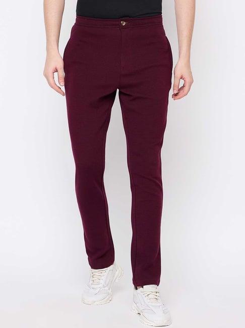 club york wine regular fit textured flat front trousers