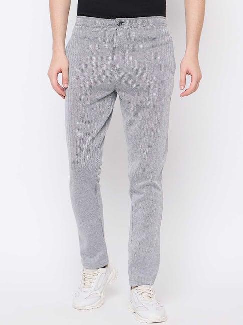 club york charcoal regular fit printed flat front trousers