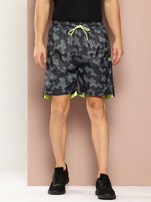 club york dark grey regular fit printed sports shorts