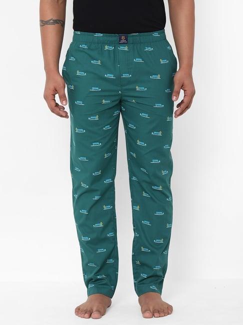 urban scottish green regular fit printed lounge pants