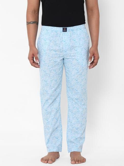 urban scottish blue regular fit printed lounge pants