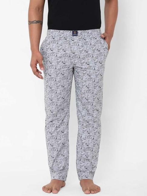 urban scottish grey regular fit printed lounge pants