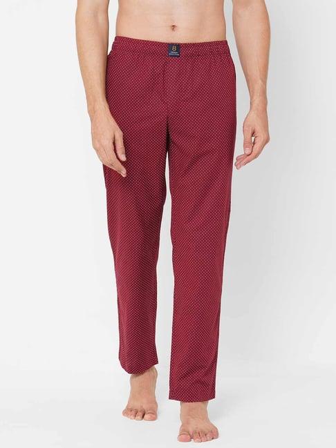 urban scottish maroon regular fit printed lounge pants