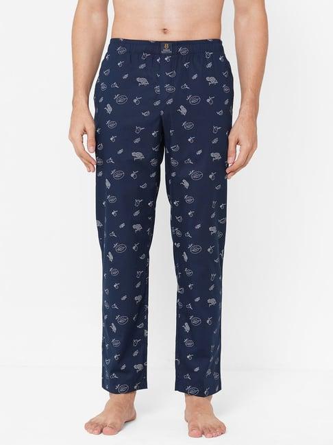 urban scottish navy regular fit printed lounge pants