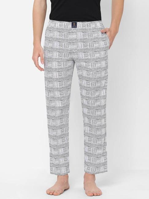 urban scottish white regular fit striped lounge pants