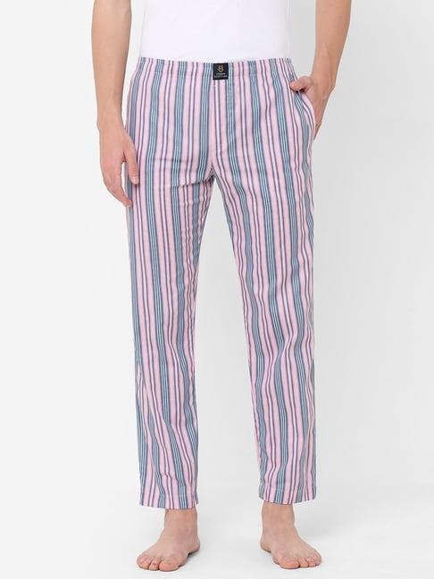 urban scottish pink regular fit striped lounge pants