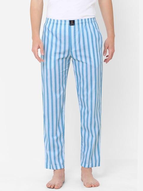 urban scottish blue regular fit striped lounge pants