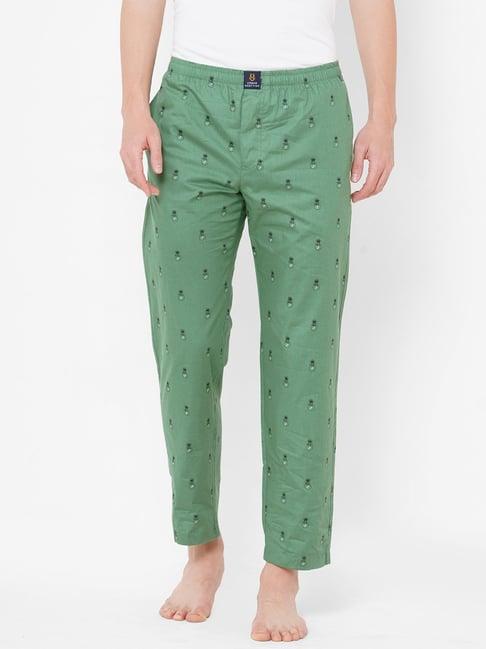 urban scottish green regular fit printed lounge pants