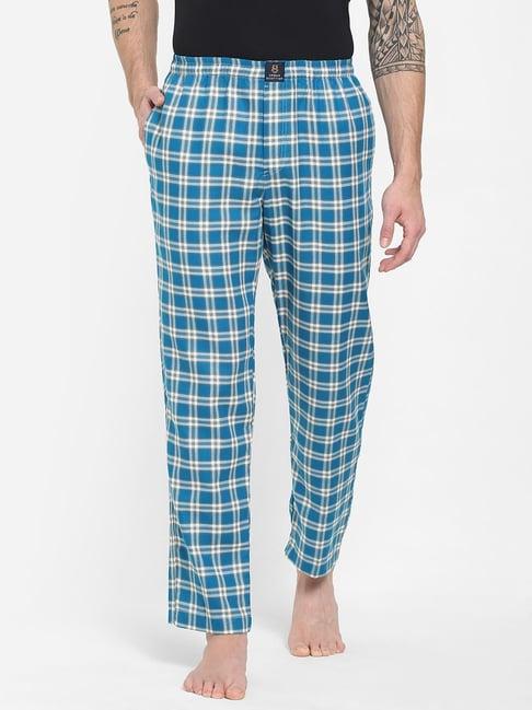 urban scottish blue regular fit printed lounge pants