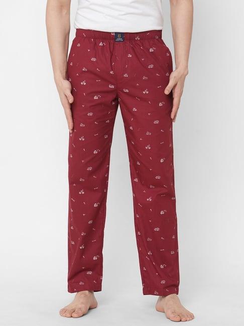 urban scottish maroon regular fit printed nightwear pyjamas