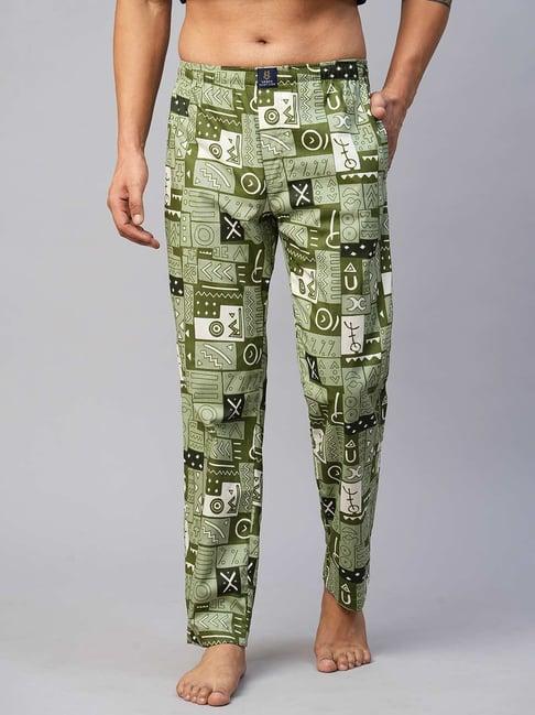 urban scottish green regular fit printed lounge pants