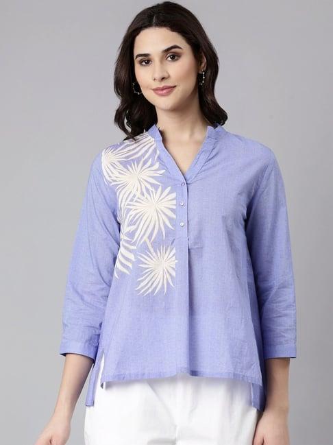 zolo label purple cotton embroidered top