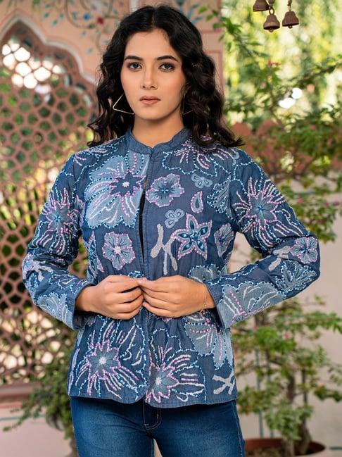 zolo label blue cotton embroidered jacket